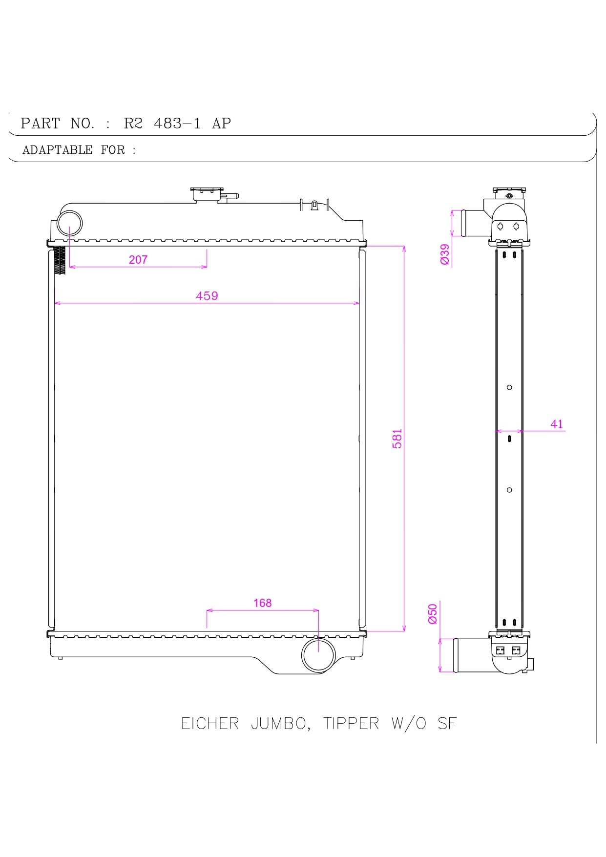 EICHER JUMBO, TIPPER W/O SF
