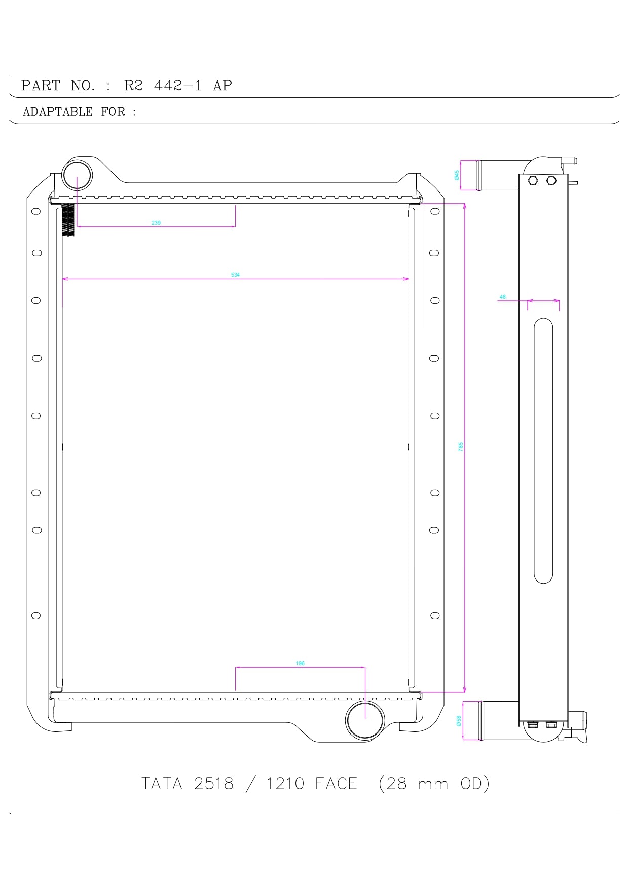 TATA 2518 / 1210 FACE (28 mm OD)