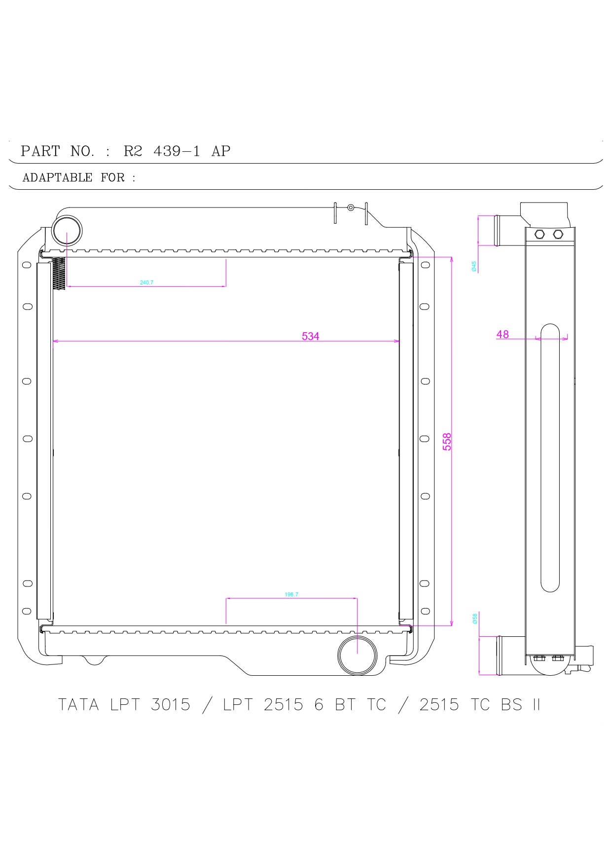 TATA LPT 3015 / LPT 2515 6 BT TC / 2515 TC BS II