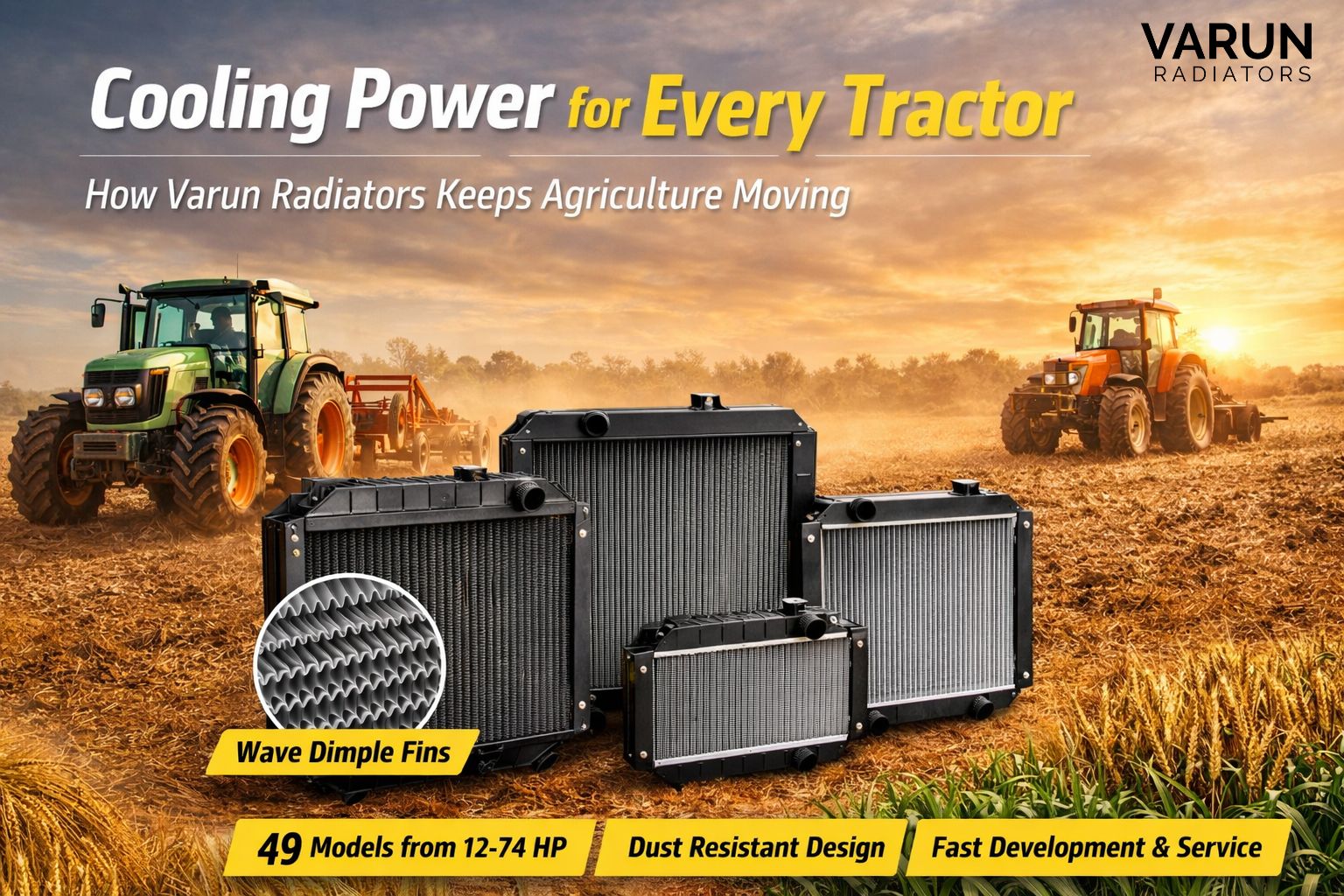 Tractor Radiator Pressure Tractor Radiators for 12–74 HP | Varun Radiators India