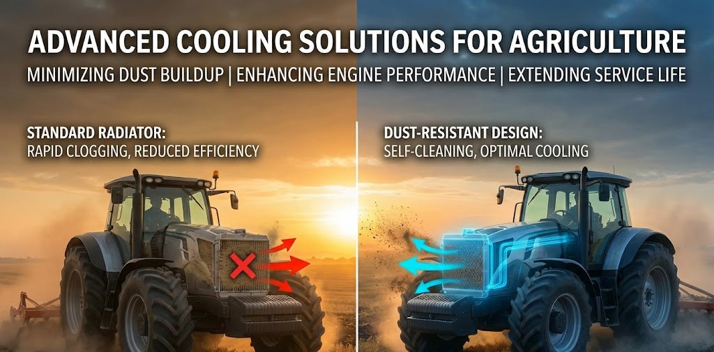 Radiators equipped with dust resistant fin design for Agri