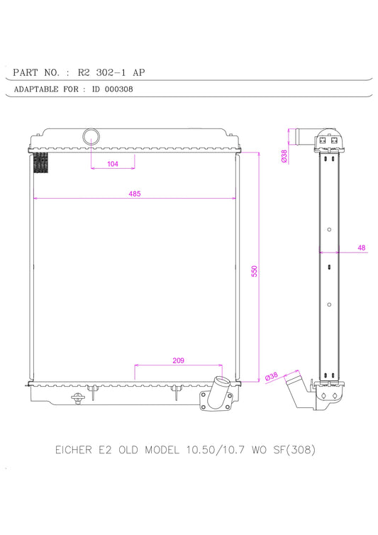 EICHER E2 OLD MODEL 10.50/10.7 WO SF(308)