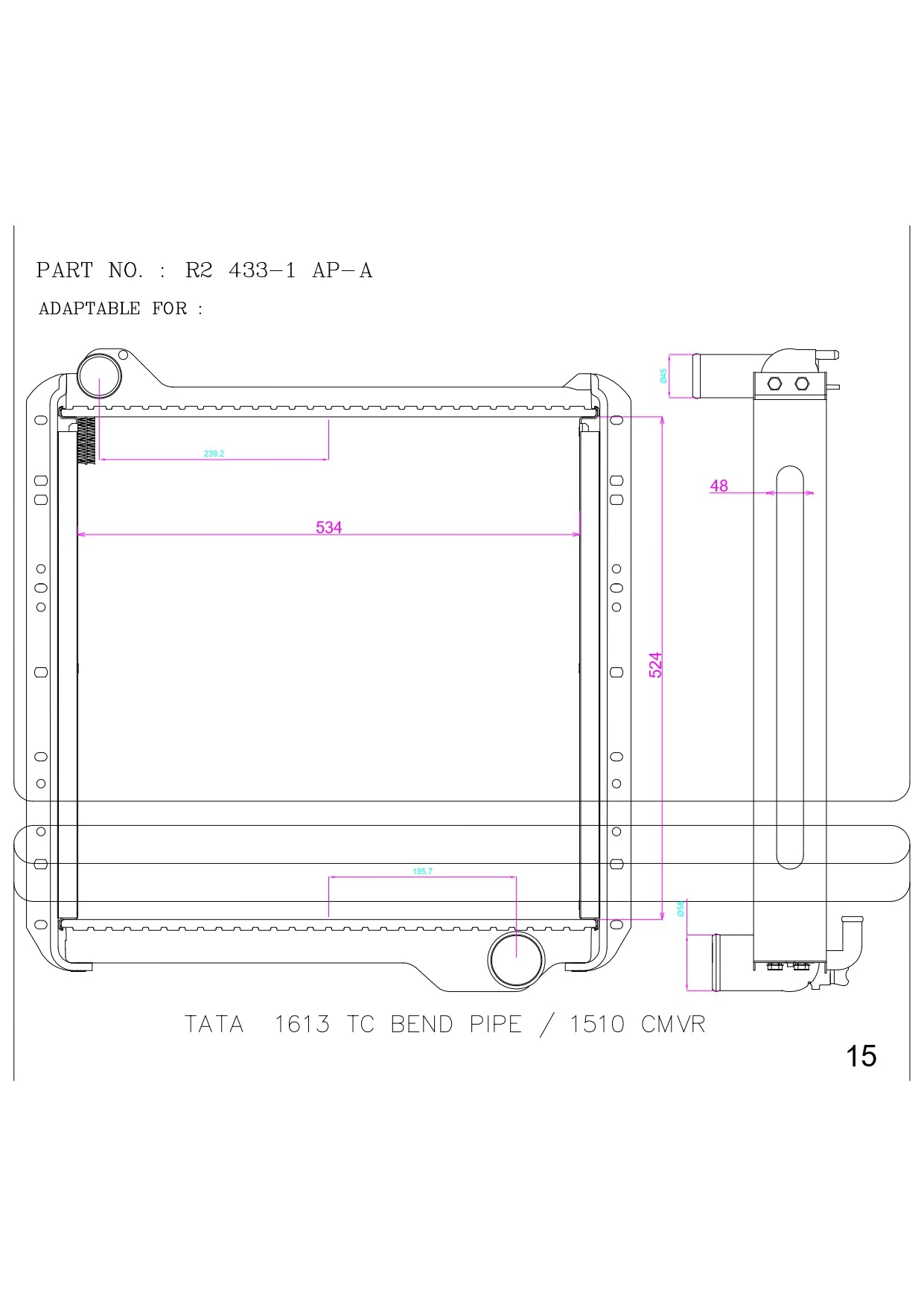 TATA  1613 TC BEND PIPE / 1510 CMVR
