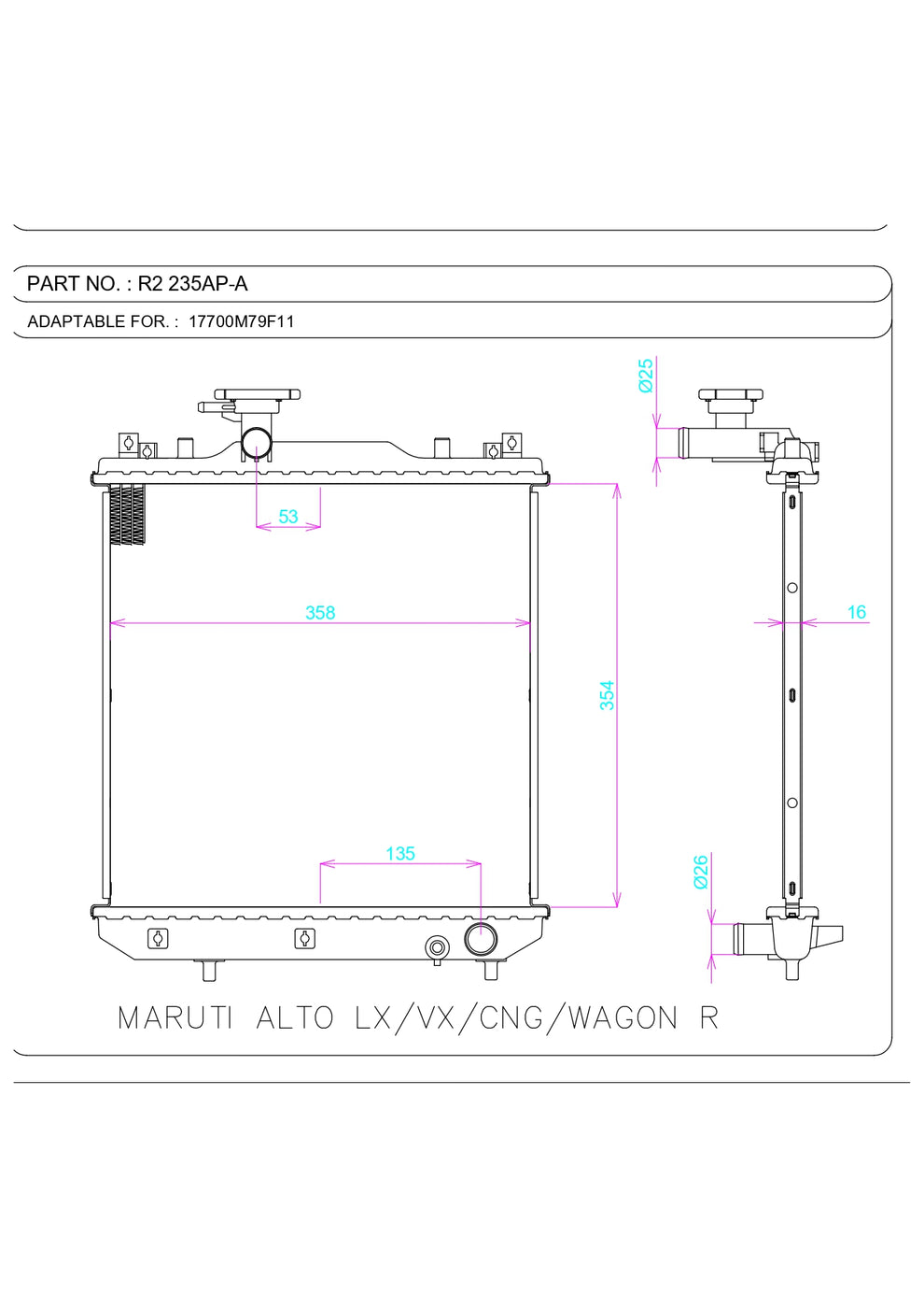 Maruti Alto LX / VX / Wagon R Radiator | Aftermarket Aluminium | Varun ...